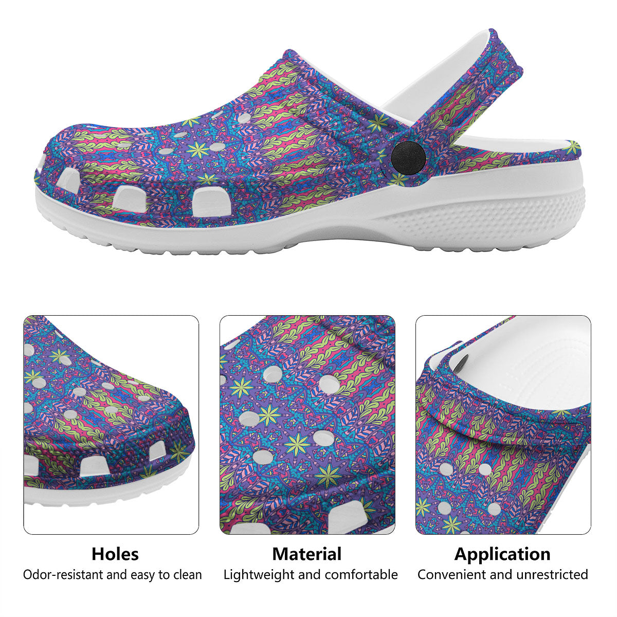 Bohemian Mandala Star Print Pattern Clog-grizzshop