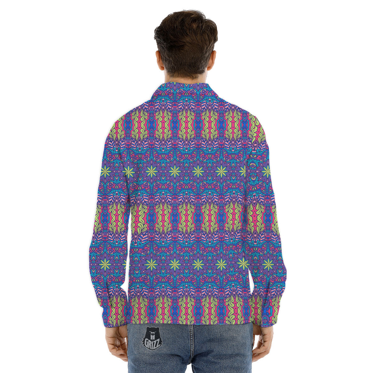Bohemian Mandala Star Print Pattern Men's Dress Shirts-grizzshop