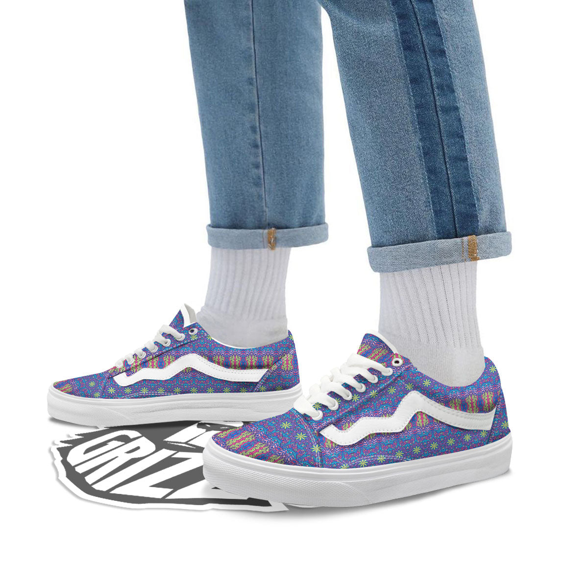 Bohemian Mandala Star Print Pattern Skate Shoes-grizzshop