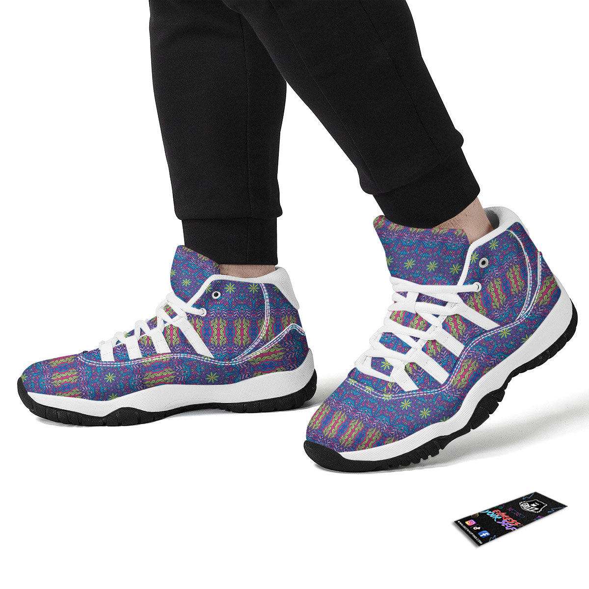 Bohemian Mandala Star Print Pattern White Bball Shoes-grizzshop