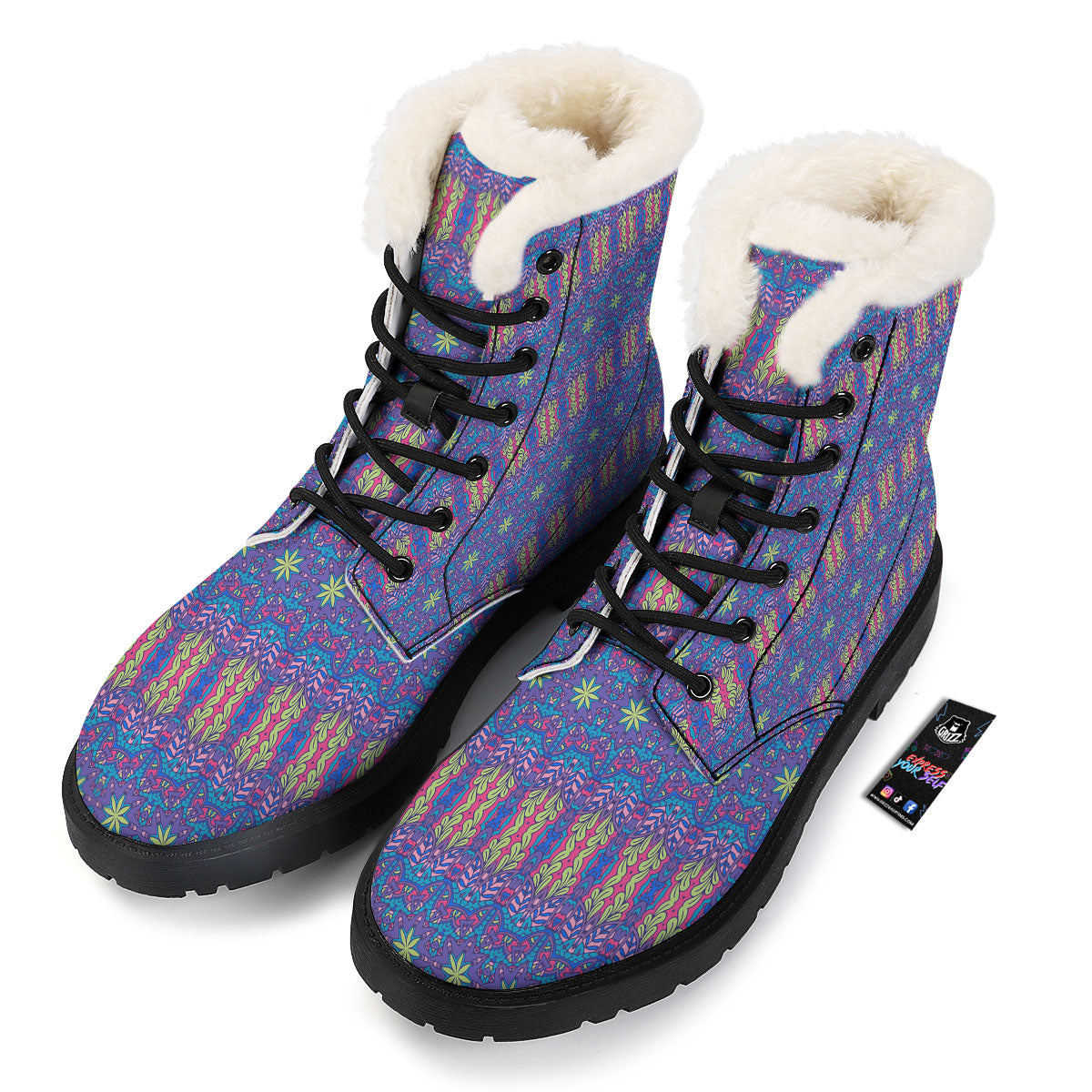 Bohemian Mandala Star Print Pattern Winter Boots-grizzshop