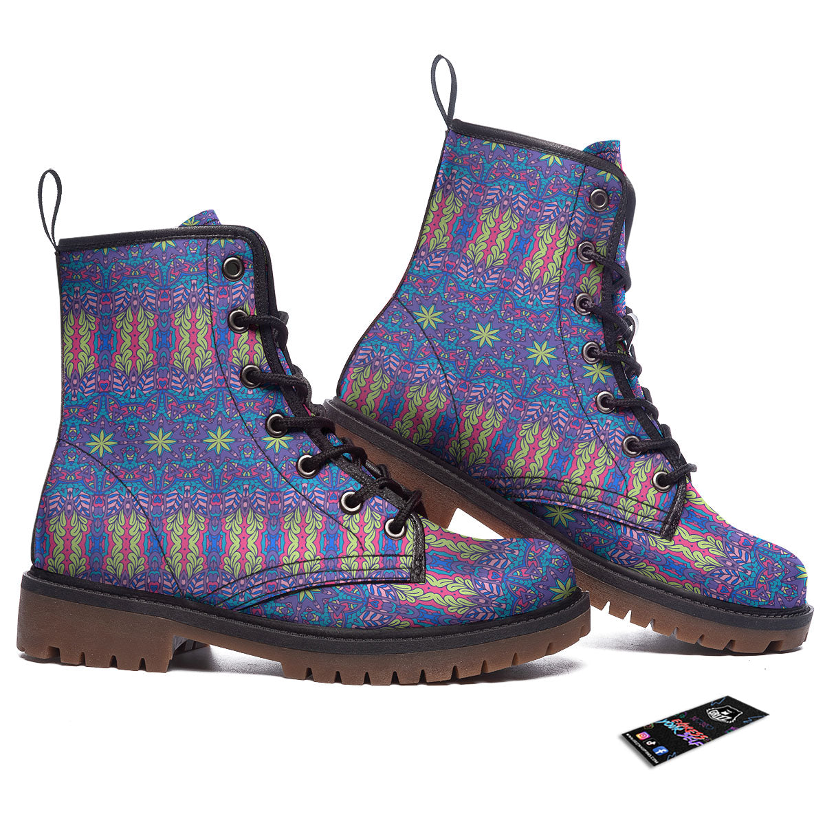 Bohemian Mandala Star Print Pattern Work Boots-grizzshop