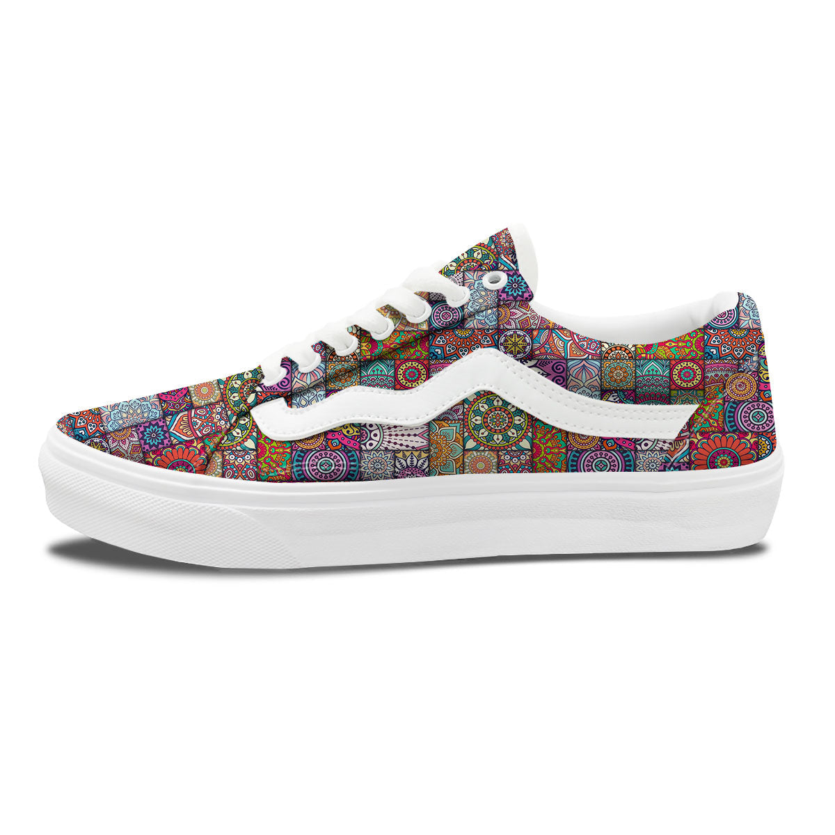 Bohemian Mandala Tile Print Pattern Skate Shoes-grizzshop