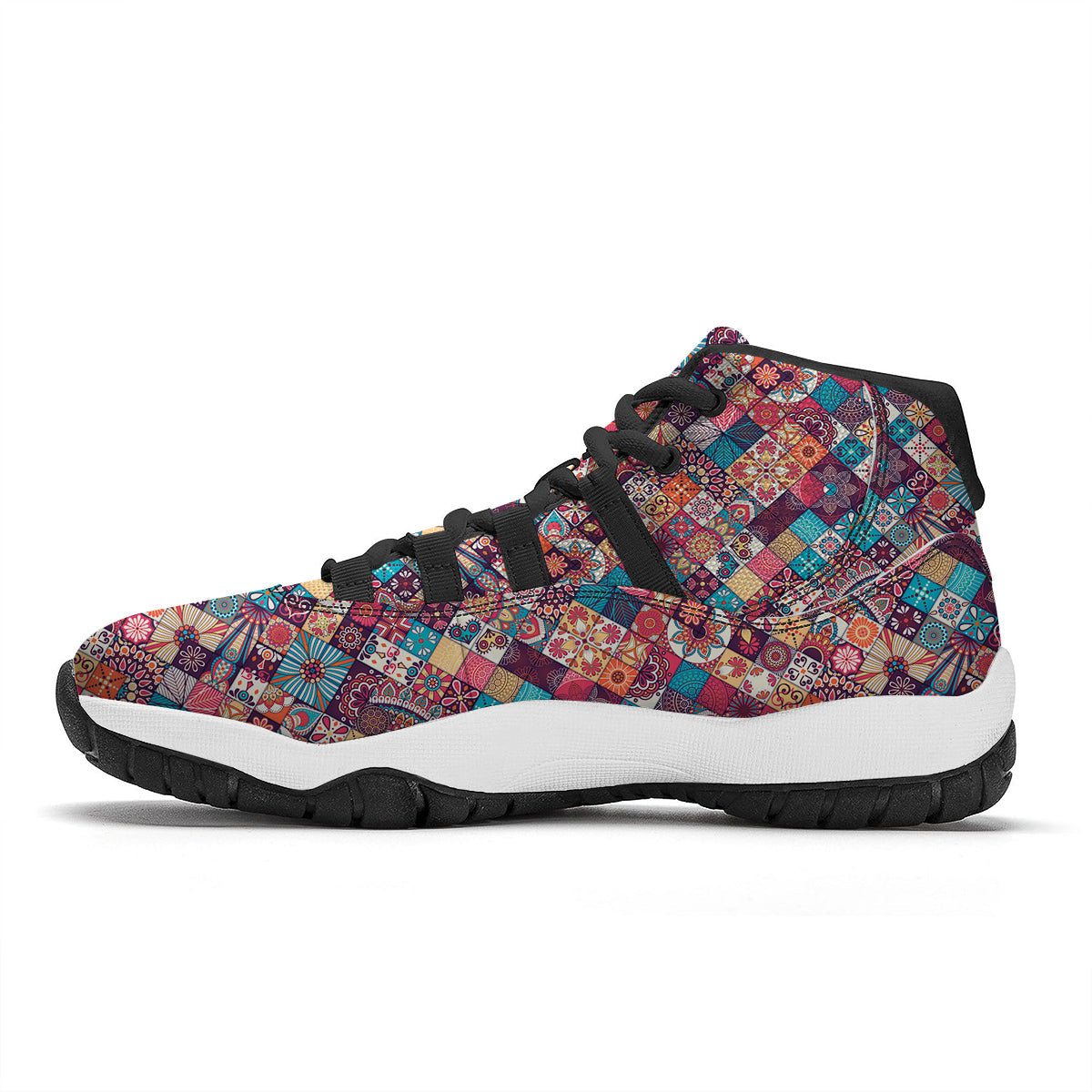 Bohemian Mandala Vintage Print Pattern Black Bball Shoes-grizzshop