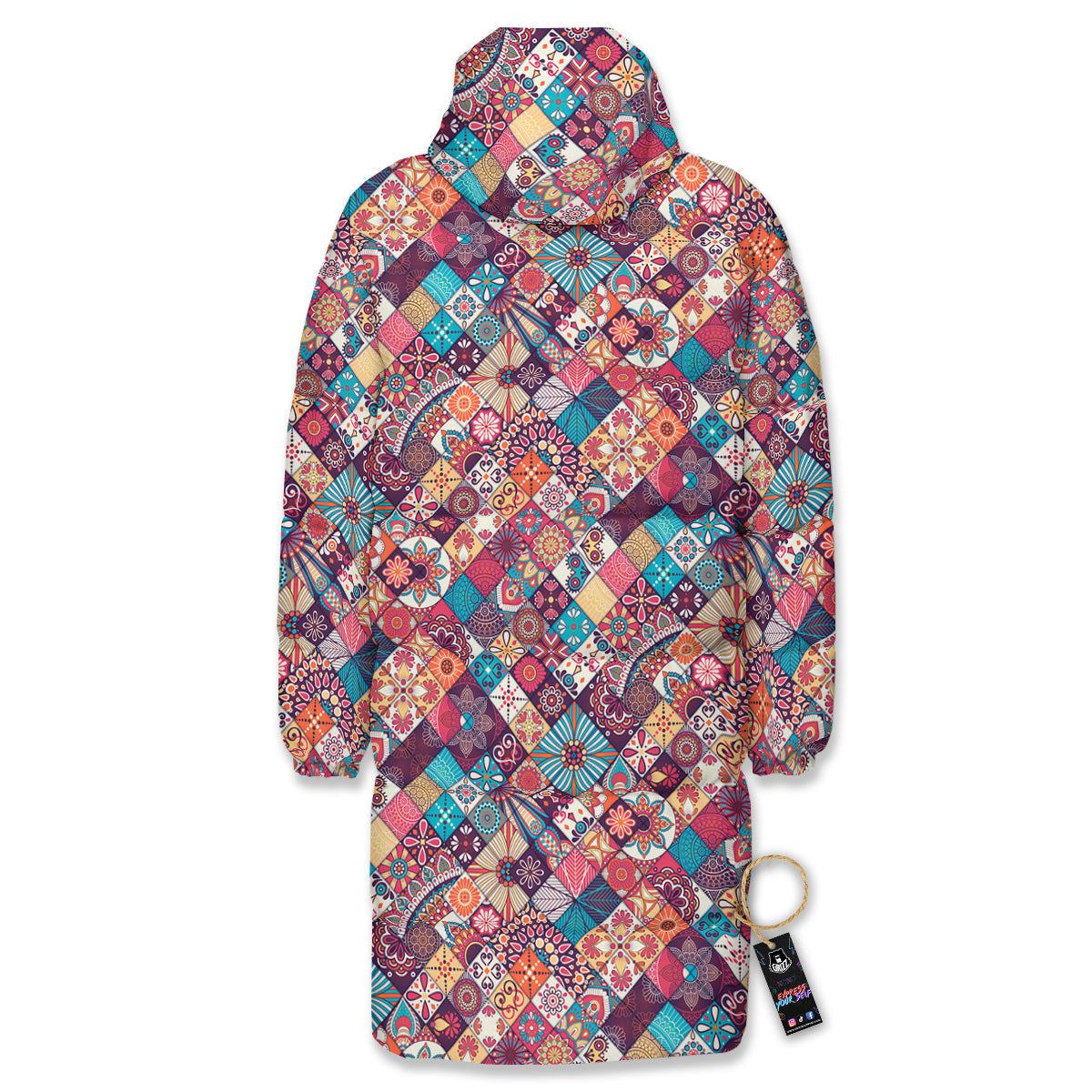 Bohemian Mandala Vintage Print Pattern Long Down Jacket-grizzshop