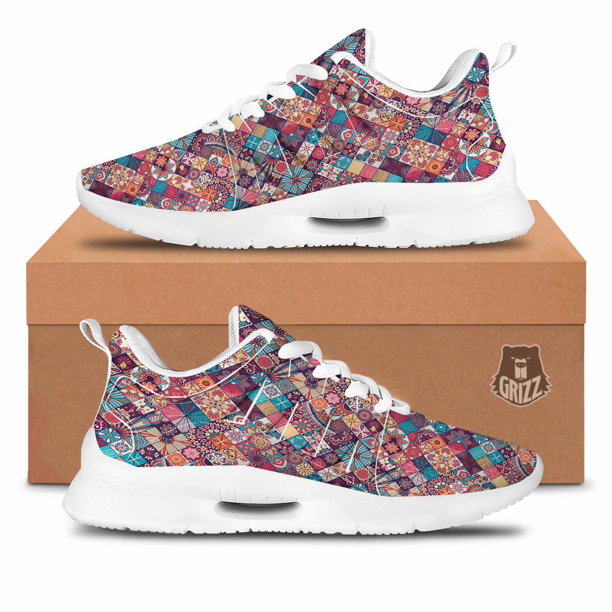 Bohemian Mandala Vintage Print Pattern Tennis Shoes-grizzshop