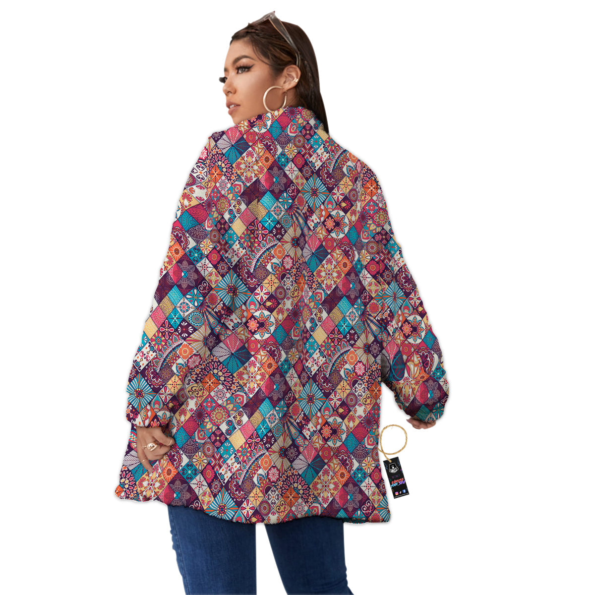 Bohemian Mandala Vintage Print Pattern Women's Sherpa Jacket-grizzshop