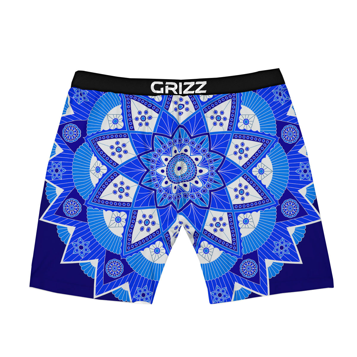 Bohemian Mandala White And Blue Print Boxer Briefs-grizzshop