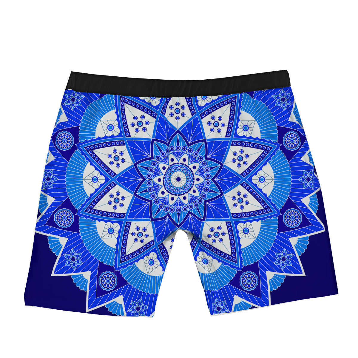 Bohemian Mandala White And Blue Print Boxer Briefs-grizzshop
