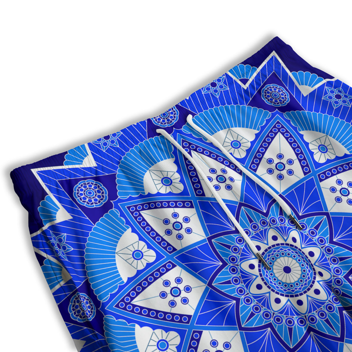 Bohemian Mandala White And Blue Print Men's Athletic Shorts