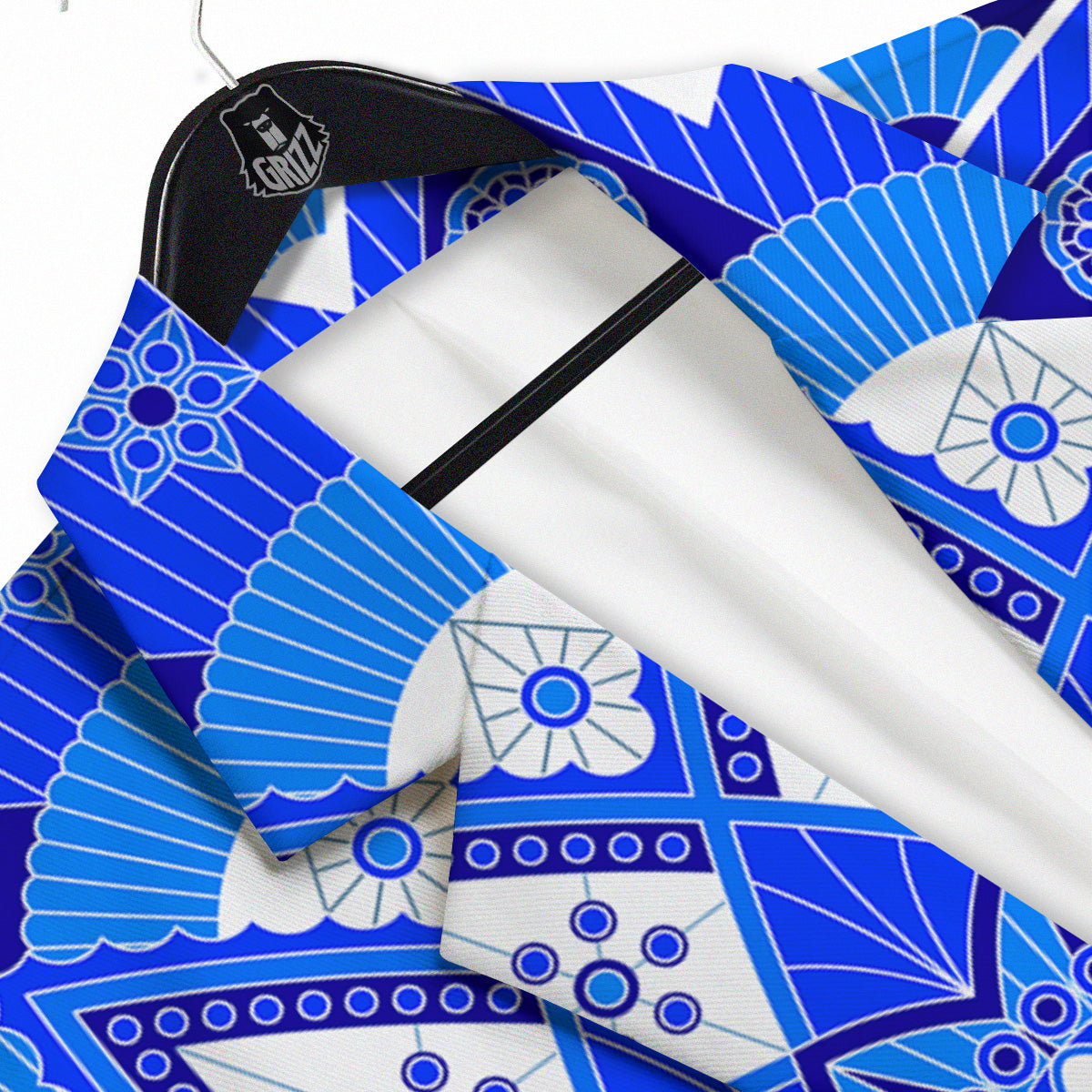 Bohemian Mandala White And Blue Print Men's Sport Coat-grizzshop