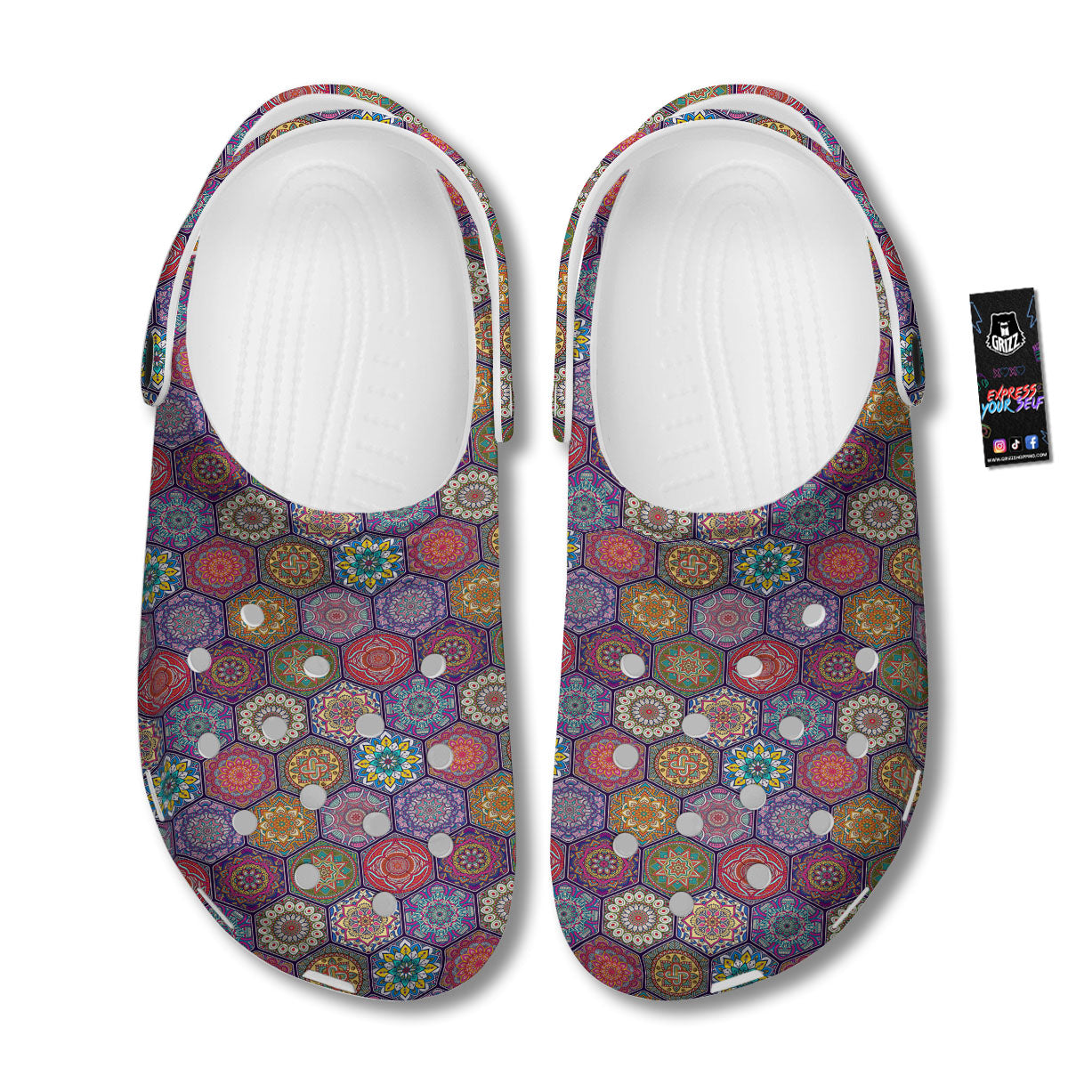 Bohemian Oriental Mandala Print Pattern Clog-grizzshop