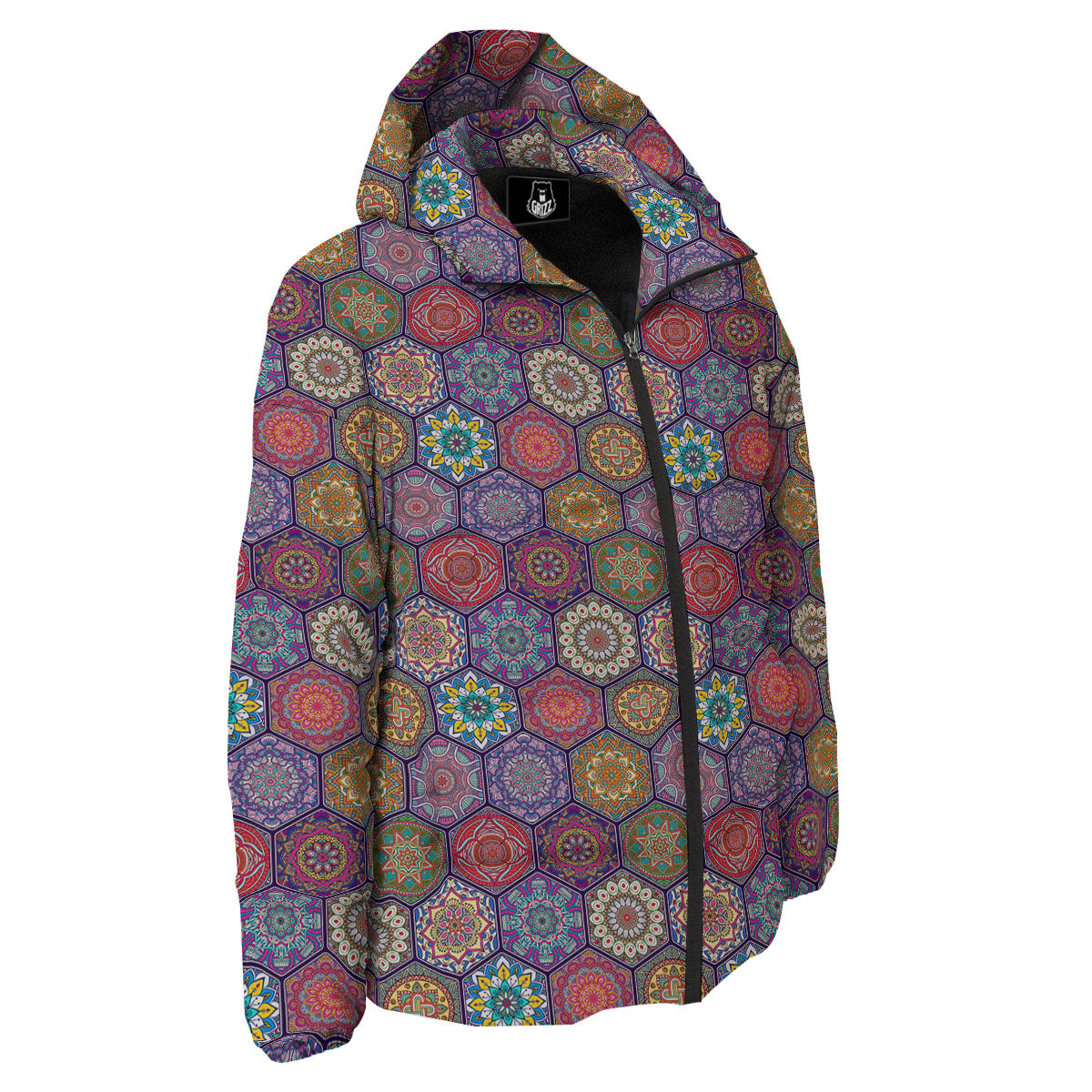Bohemian Oriental Mandala Print Pattern Down Jacket-grizzshop