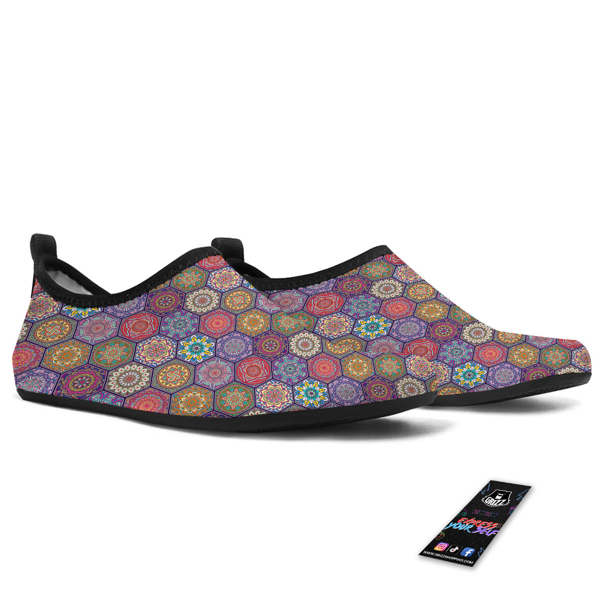 Bohemian Oriental Mandala Print Pattern Water Shoes-grizzshop