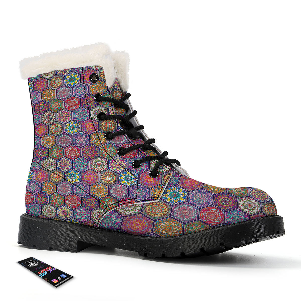 Bohemian Oriental Mandala Print Pattern Winter Boots-grizzshop