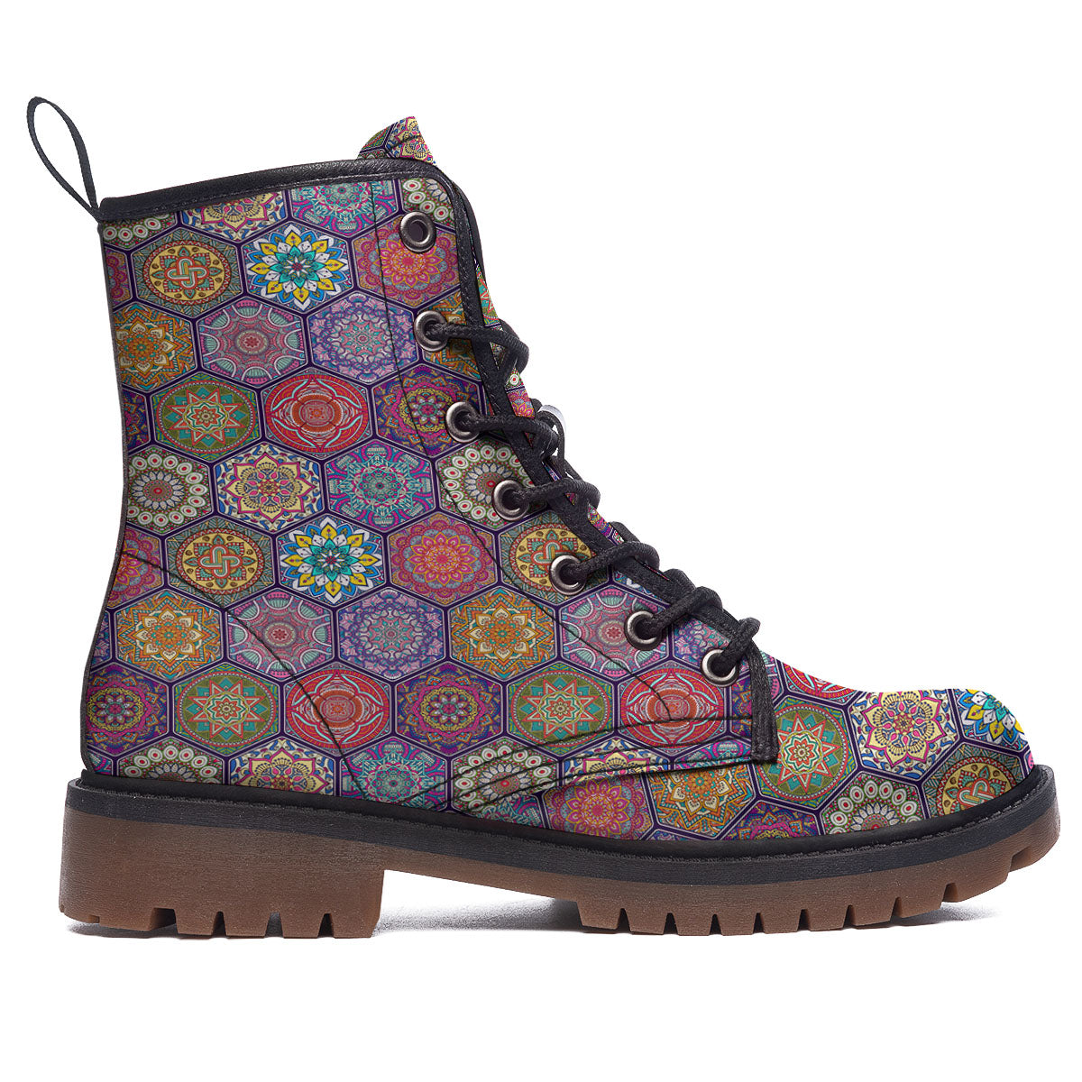 Bohemian Oriental Mandala Print Pattern Work Boots-grizzshop