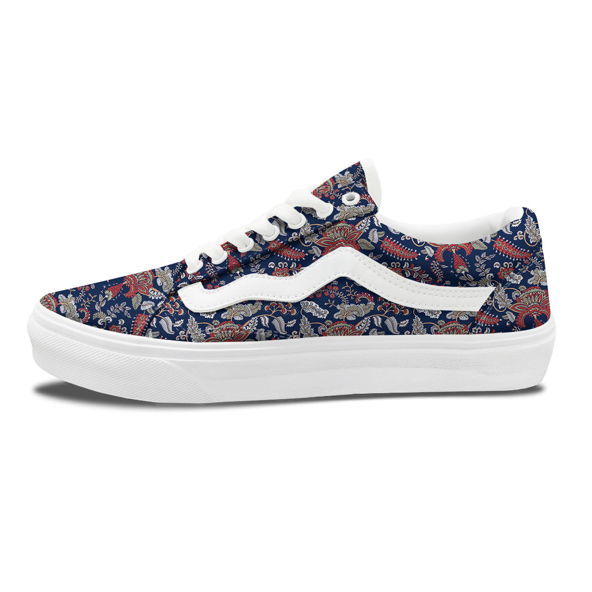 Bohemian Paisley Floral Print Pattern Skate Shoes-grizzshop