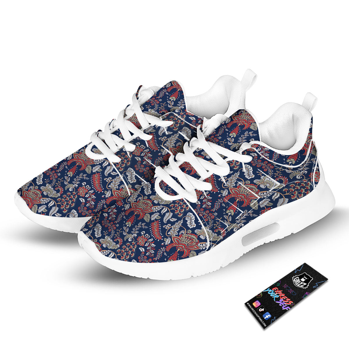 Bohemian Paisley Floral Print Pattern Tennis Shoes-grizzshop