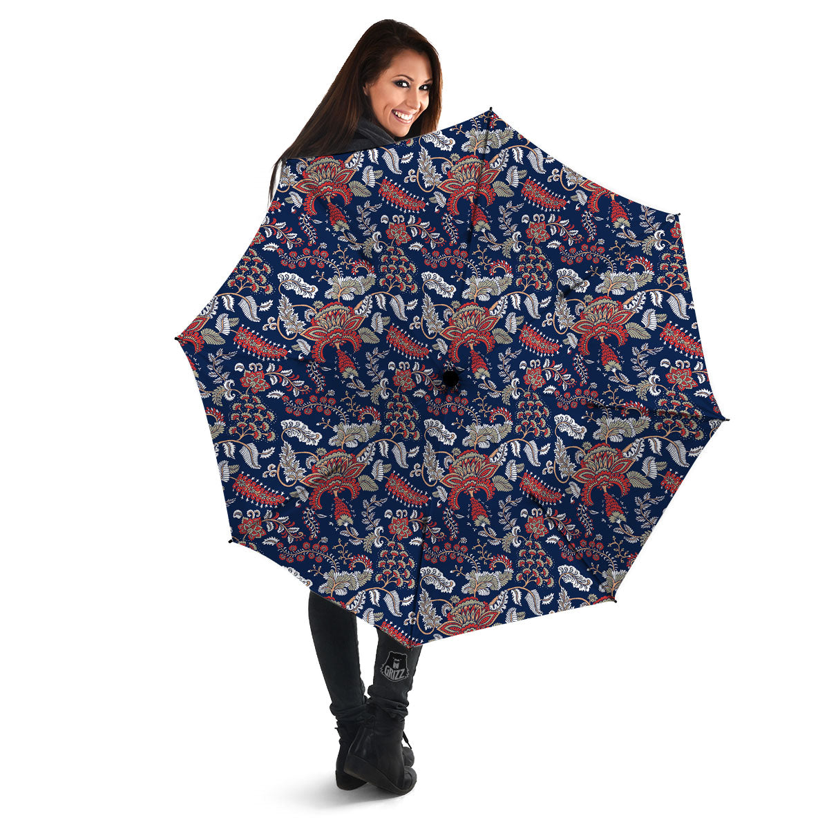 Bohemian Paisley Floral Print Pattern Umbrella-grizzshop
