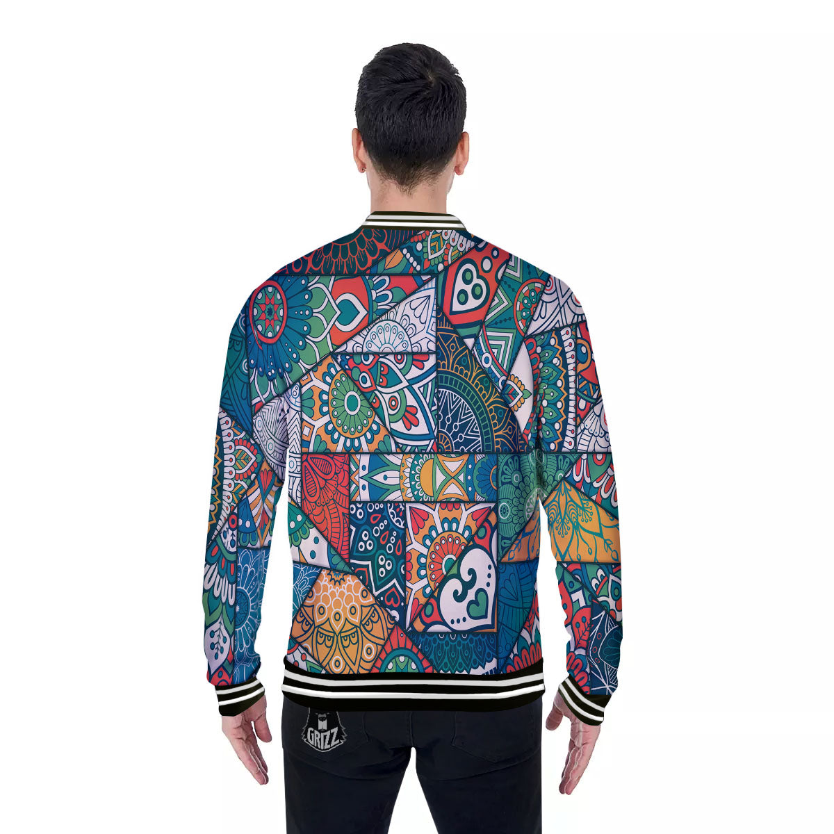 Bohemian Patchwork Mandala Print Pattern Baseball Jacket-grizzshop