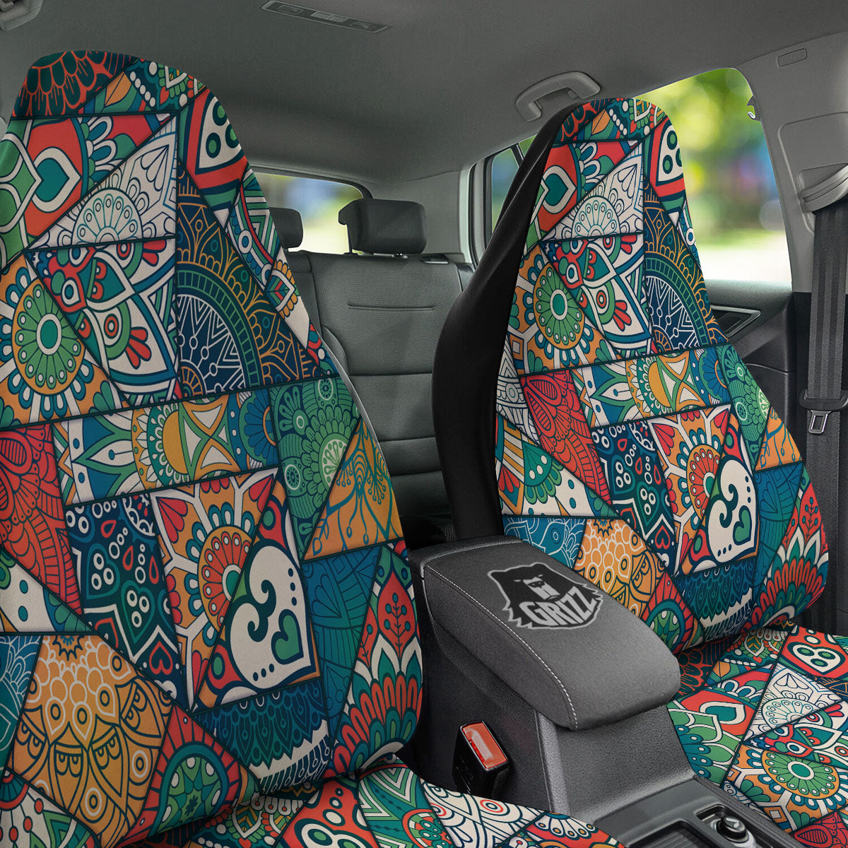 Bohemian Patchwork Mandala Print Pattern Car Seat Covers-grizzshop
