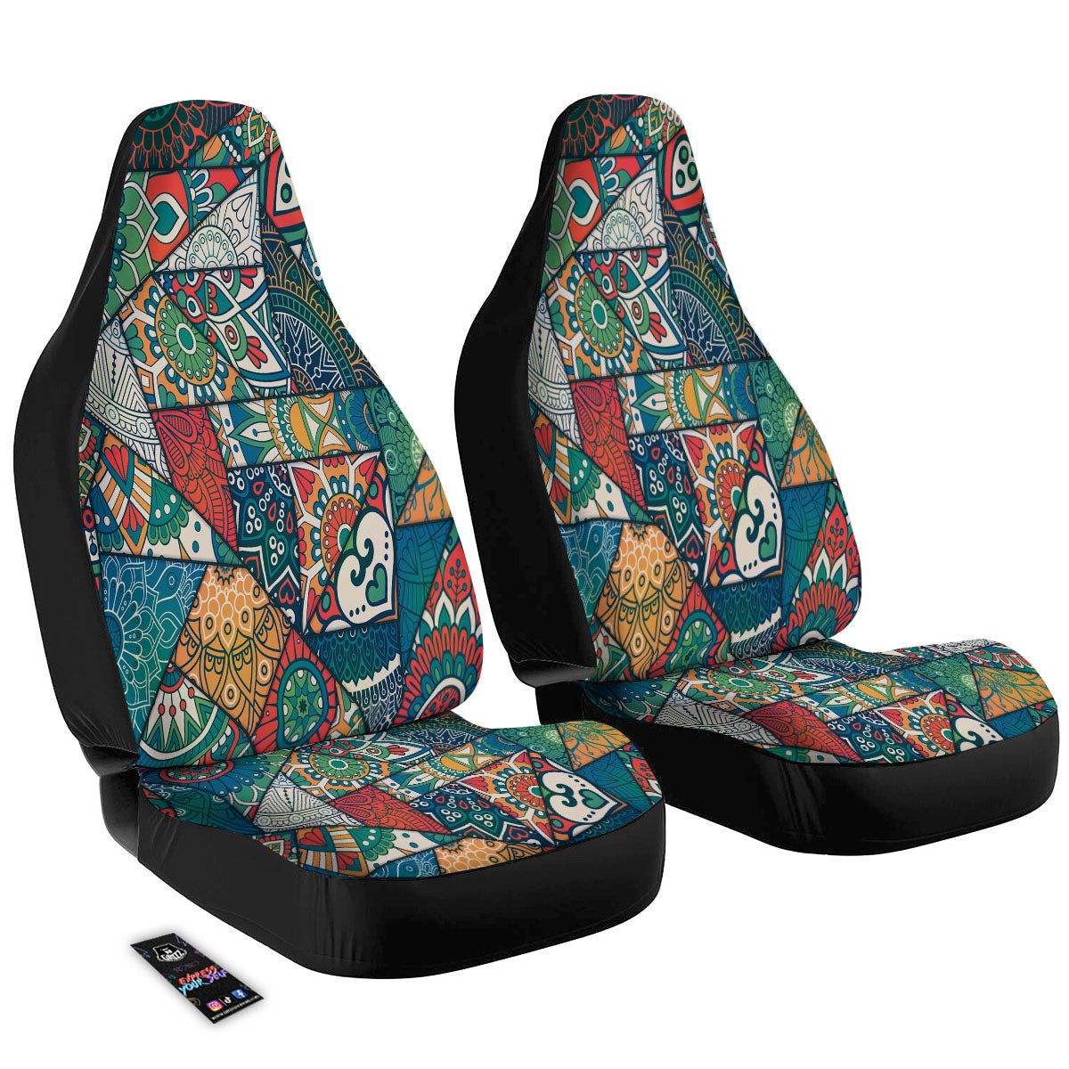 Bohemian Patchwork Mandala Print Pattern Car Seat Covers-grizzshop