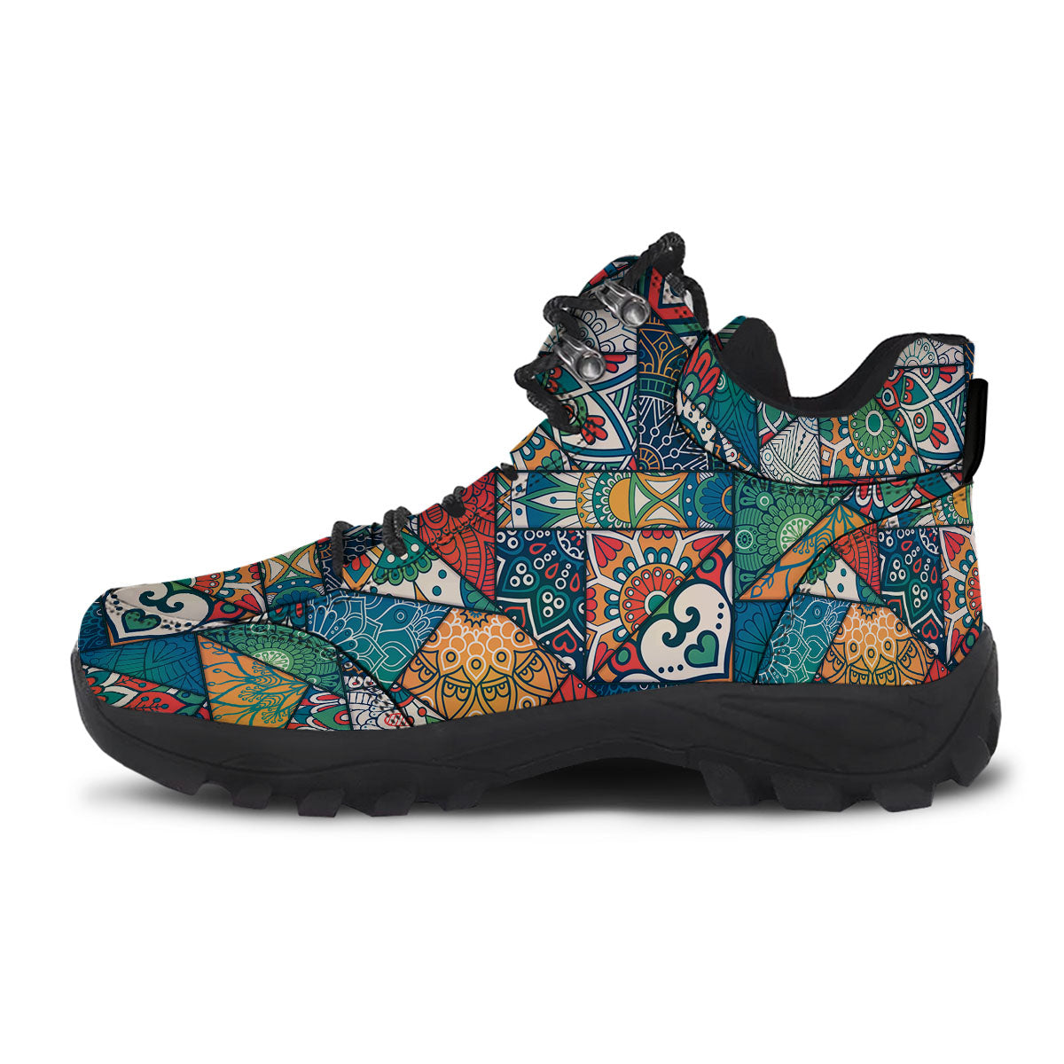 Bohemian Patchwork Mandala Print Pattern Hiking Shoes-grizzshop