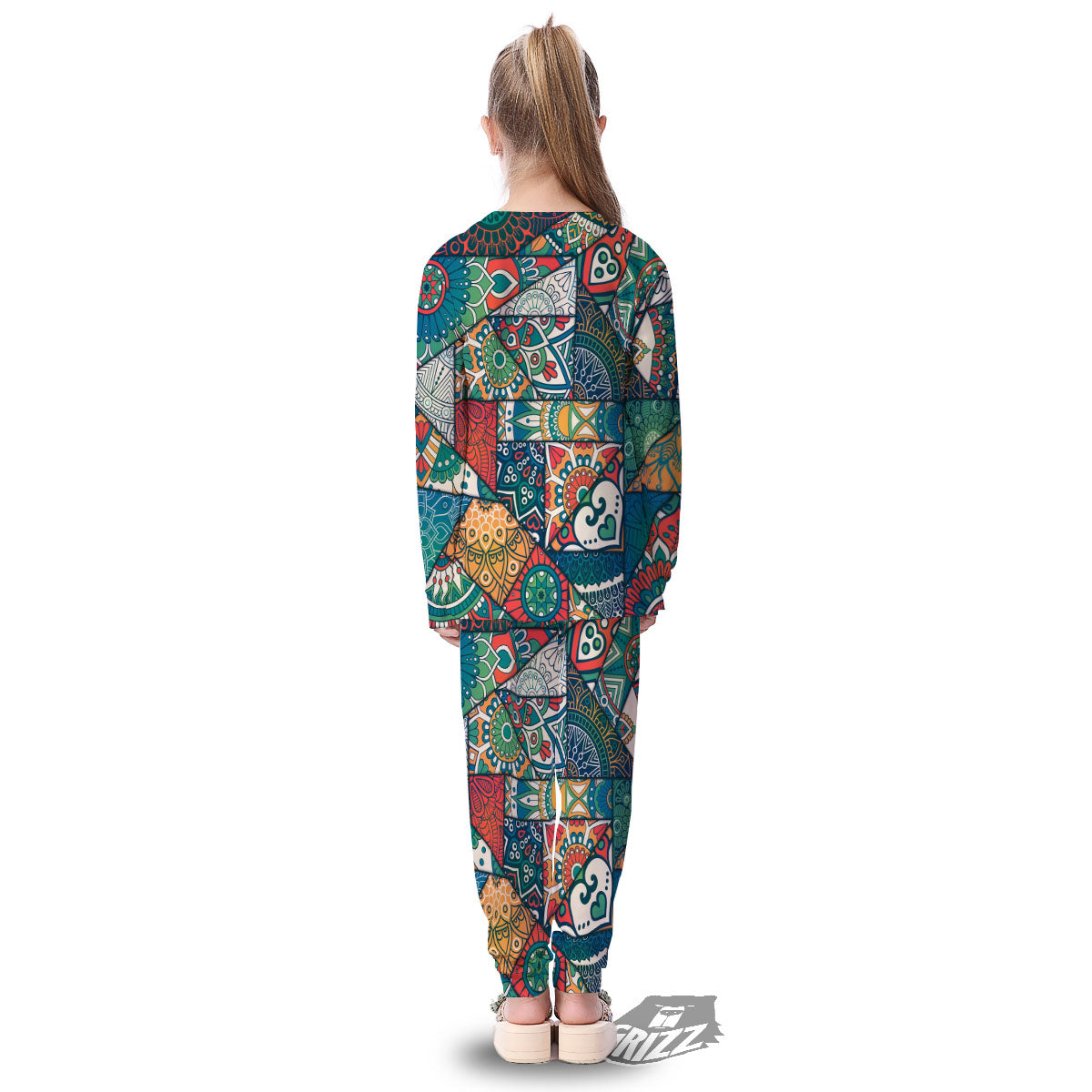 Bohemian Patchwork Mandala Print Pattern Kid's Pajamas-grizzshop