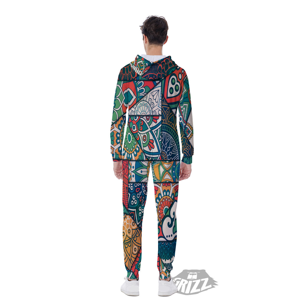 Bohemian Patchwork Mandala Print Pattern Men's Jumpsuit-grizzshop