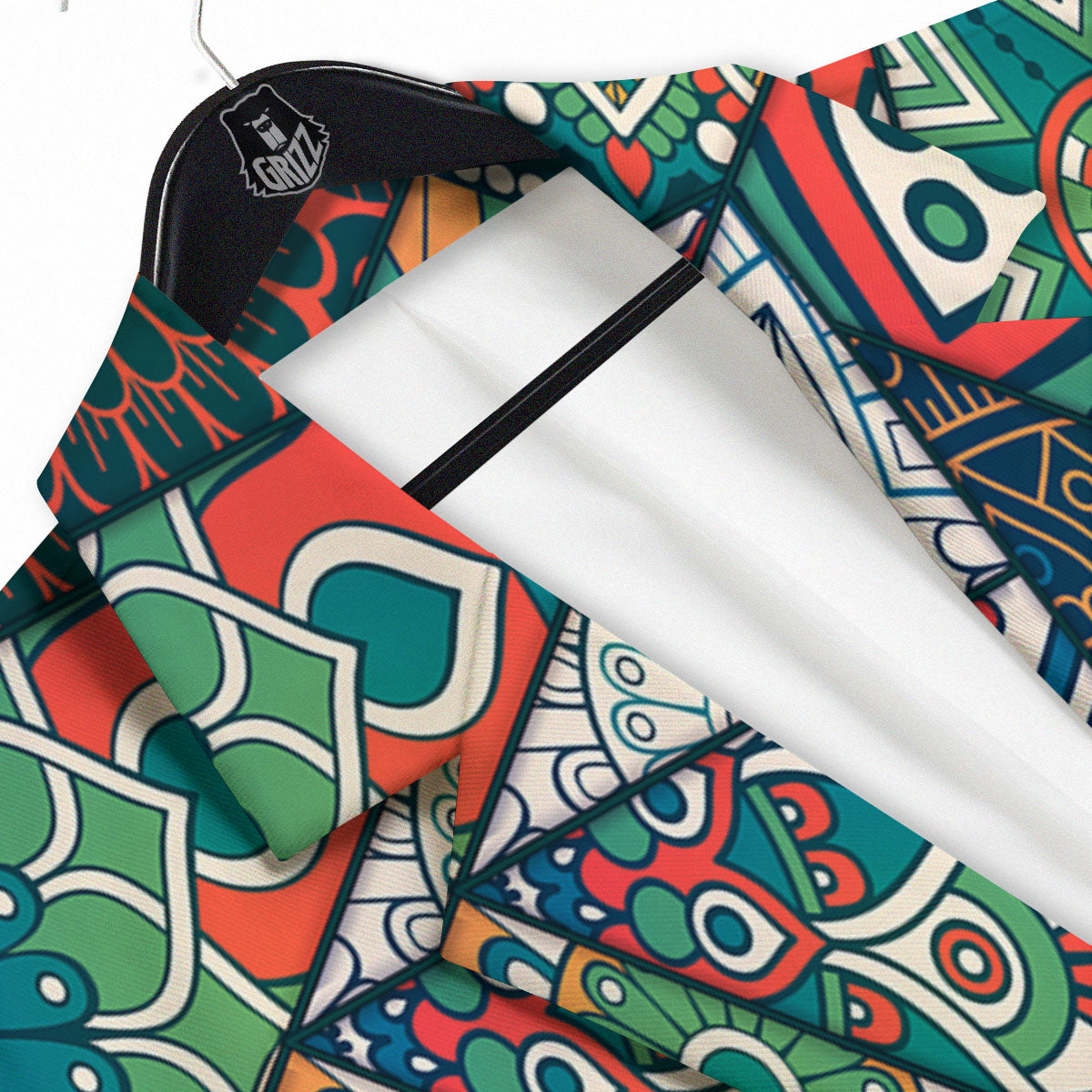 Bohemian Patchwork Mandala Print Pattern Men's Sport Coat-grizzshop