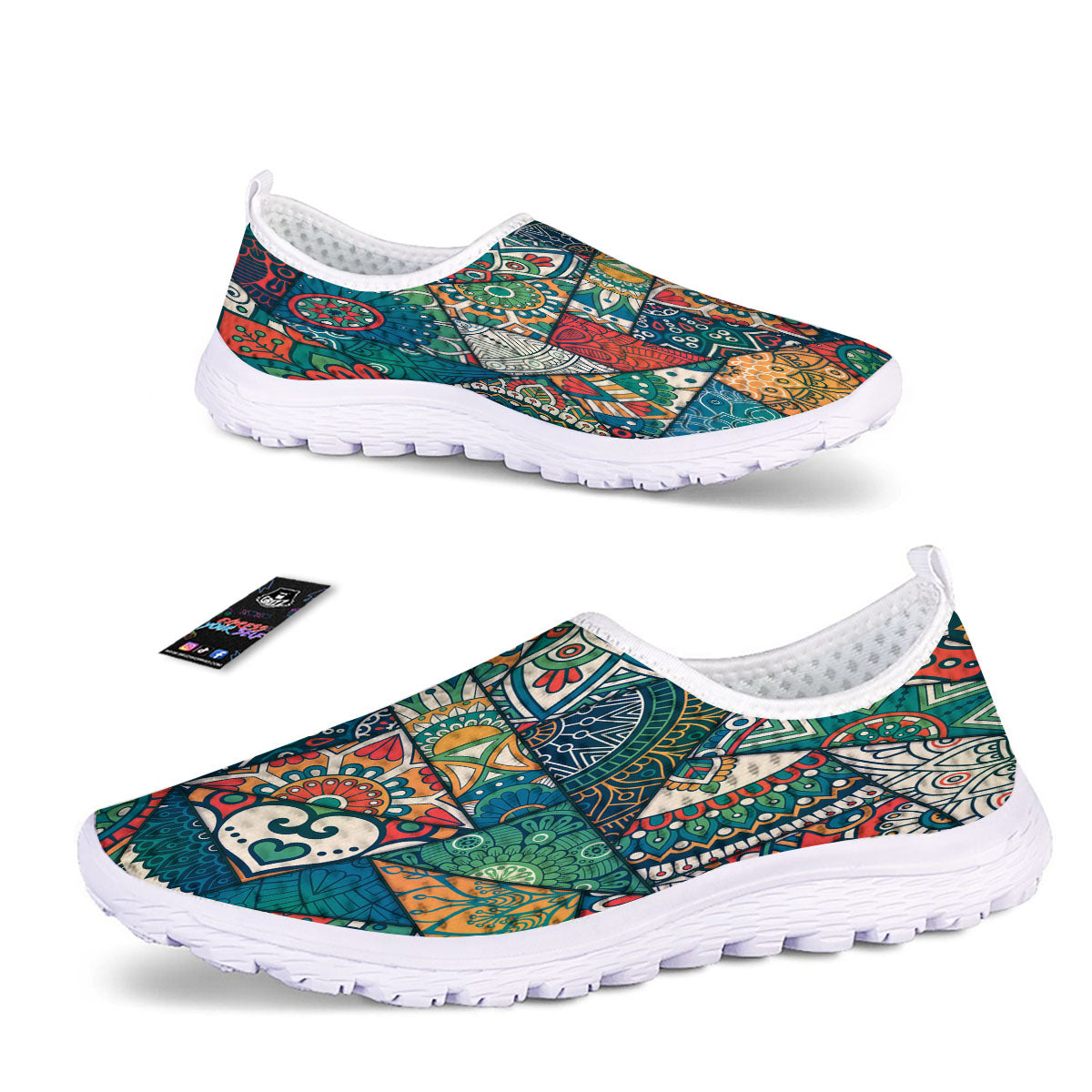 Bohemian Patchwork Mandala Print Pattern Nurse Shoes-grizzshop
