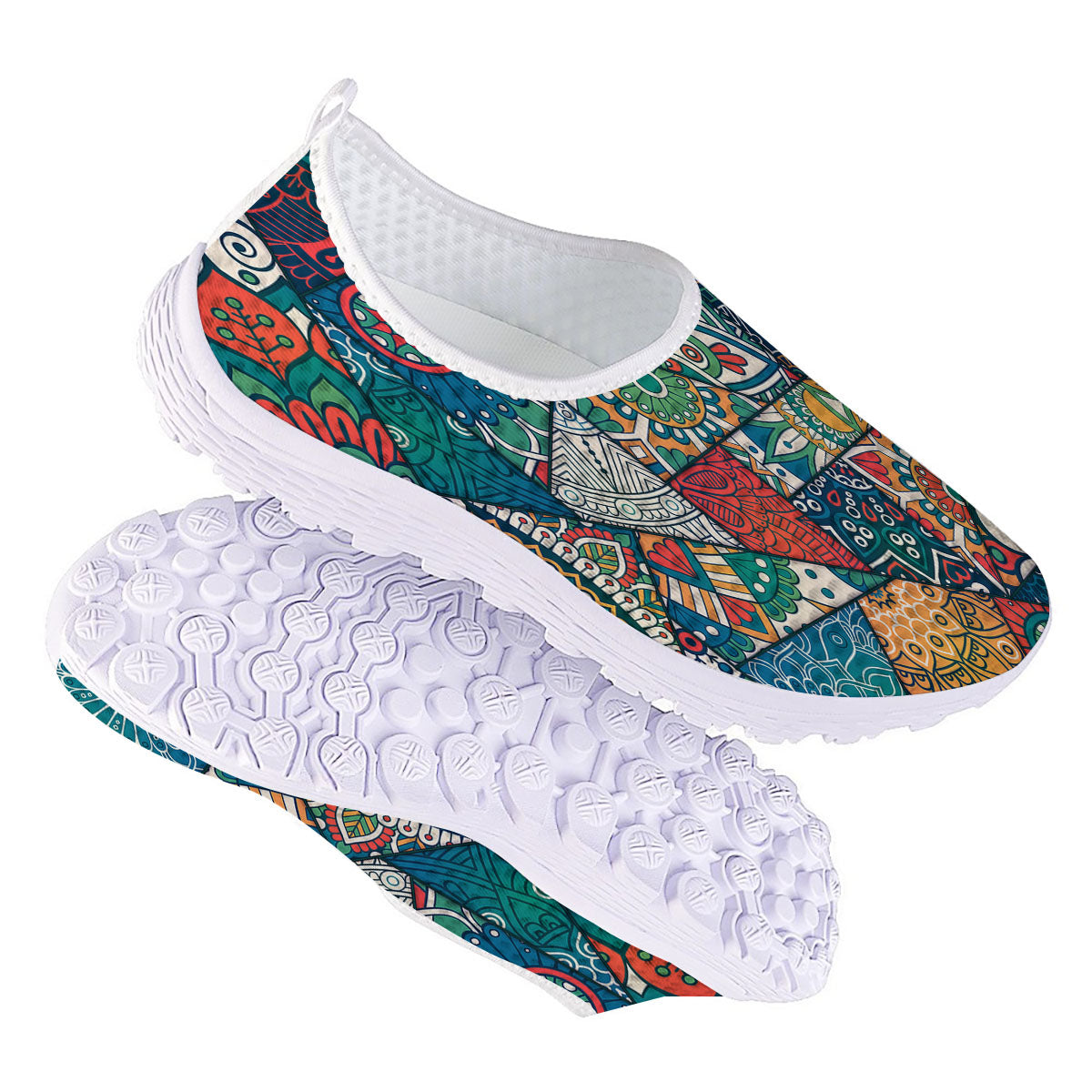 Bohemian Patchwork Mandala Print Pattern Nurse Shoes-grizzshop