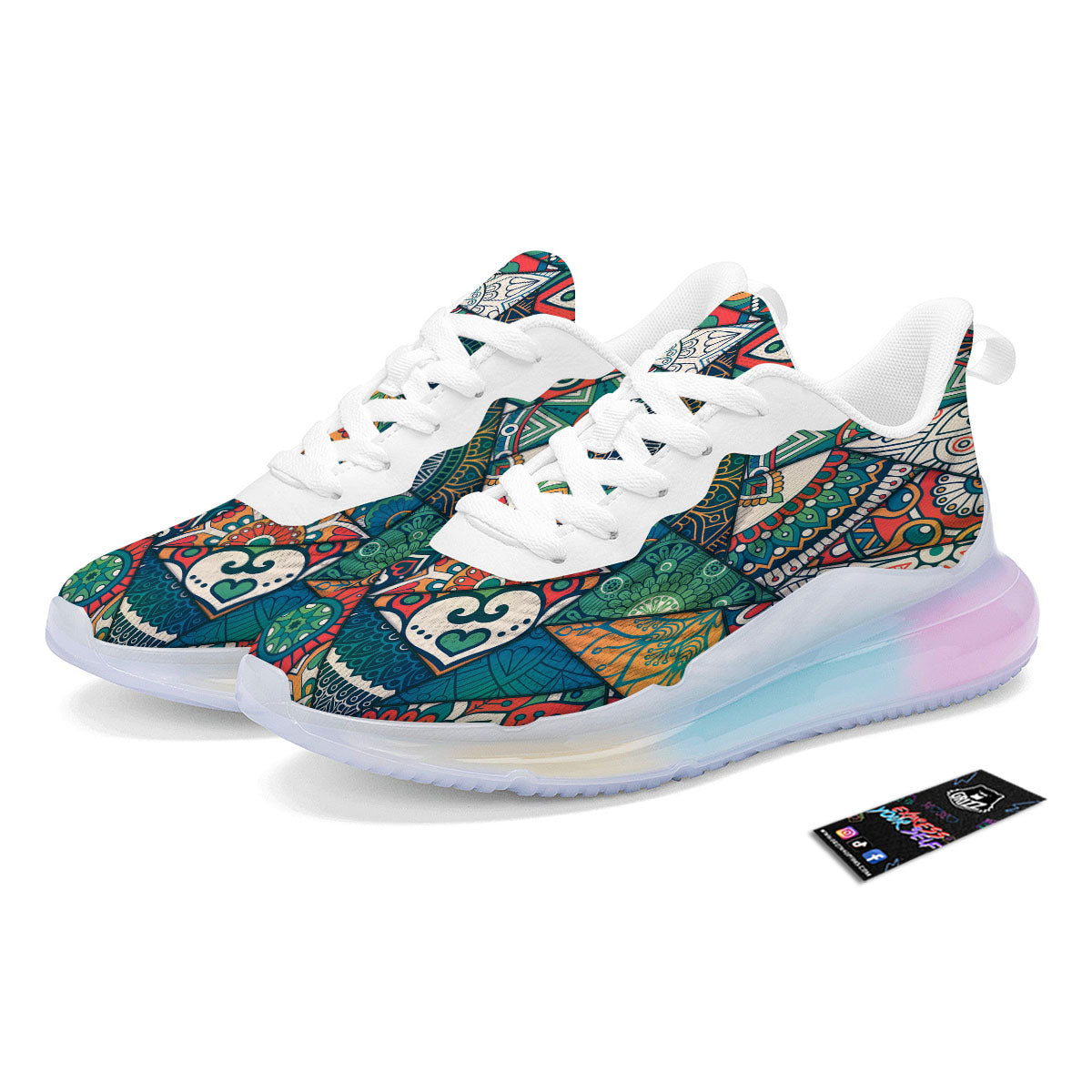 Bohemian Patchwork Mandala Print Pattern Running Sneakers-grizzshop
