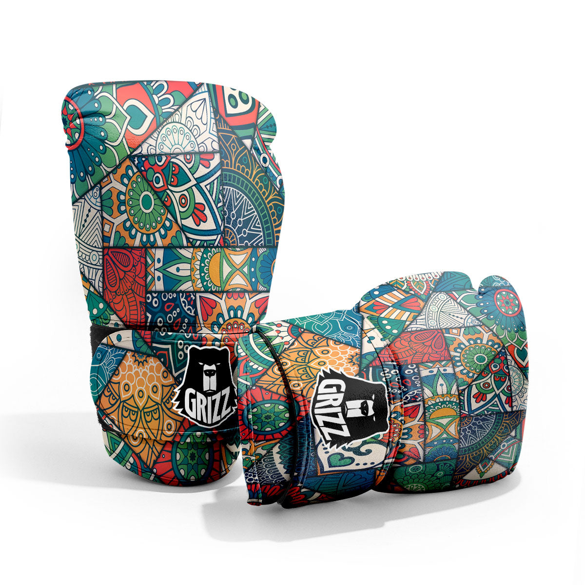 Bohemian Patchwork Mandala Print Pattern Pro Boxing Glove