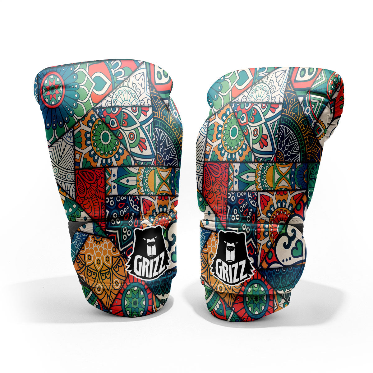 Bohemian Patchwork Mandala Print Pattern Pro Boxing Glove