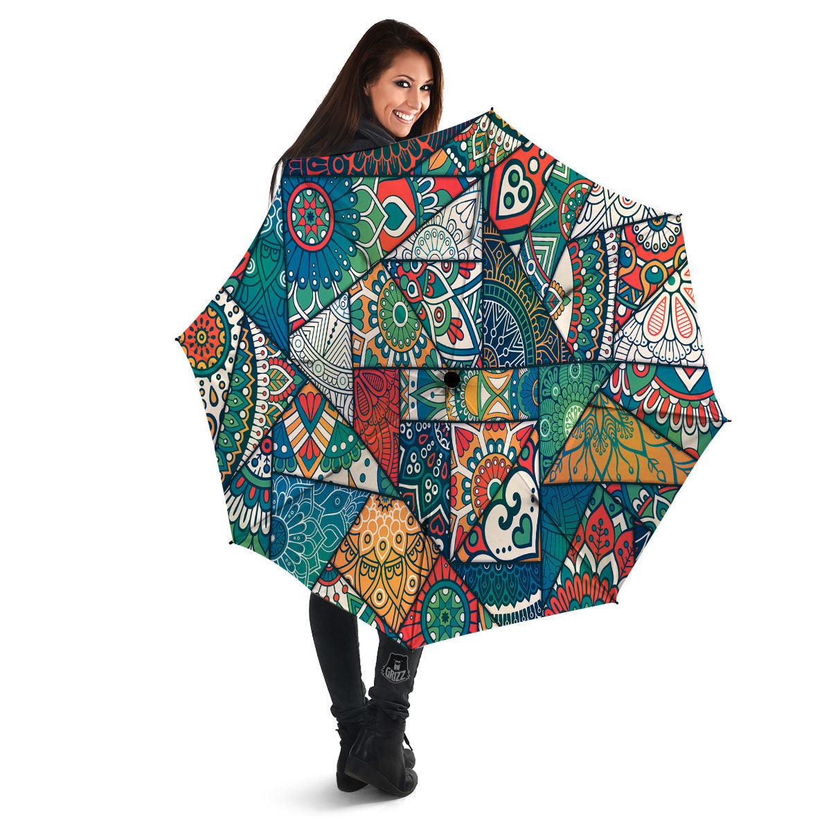 Bohemian Patchwork Mandala Print Pattern Umbrella-grizzshop