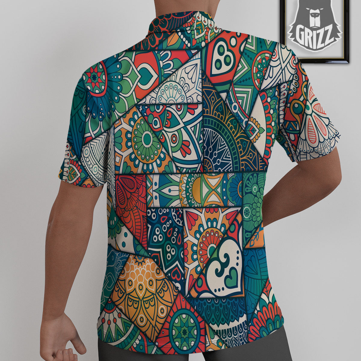 Bohemian Patchwork Mandala Print Pattern Untucked Shirts-grizzshop