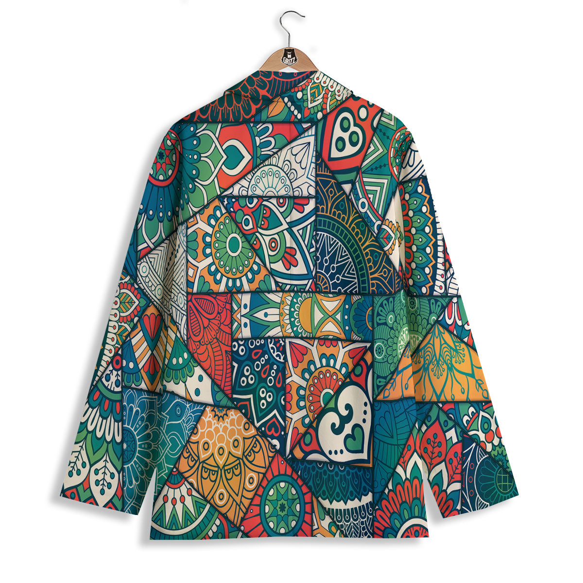 Bohemian Patchwork Mandala Print Pattern Women's Blazer-grizzshop