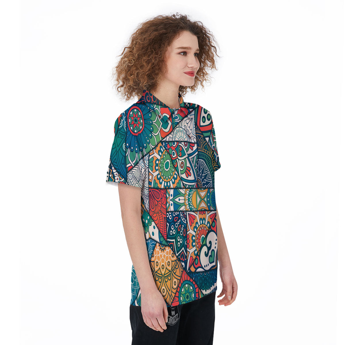 Bohemian Patchwork Mandala Print Pattern Women's Golf Shirts-grizzshop