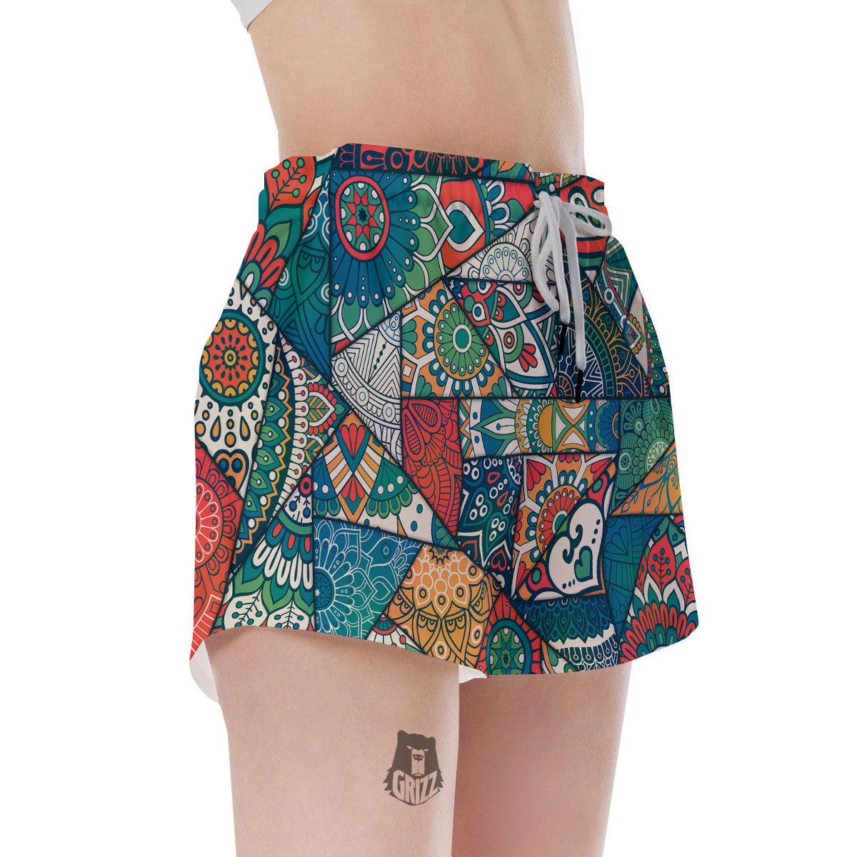 Bohemian Patchwork Mandala Print Pattern Women's Shorts-grizzshop