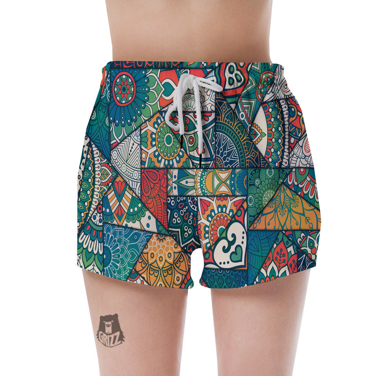 Bohemian Patchwork Mandala Print Pattern Women's Shorts-grizzshop