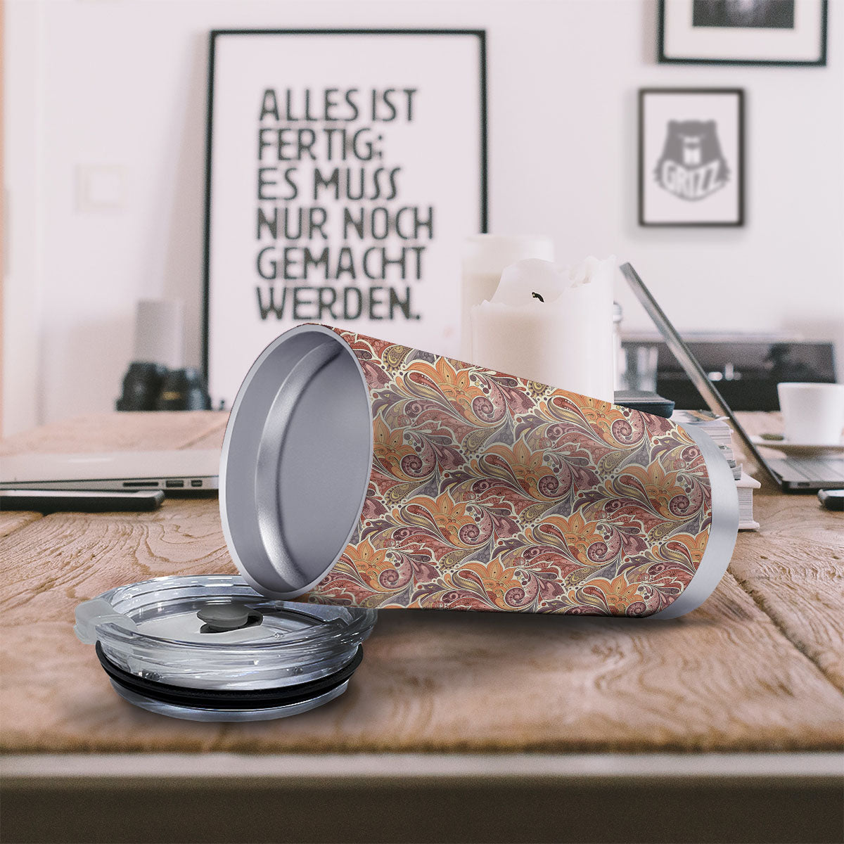 Bohemian Pigeon Floral Print Pattern Tumbler-grizzshop