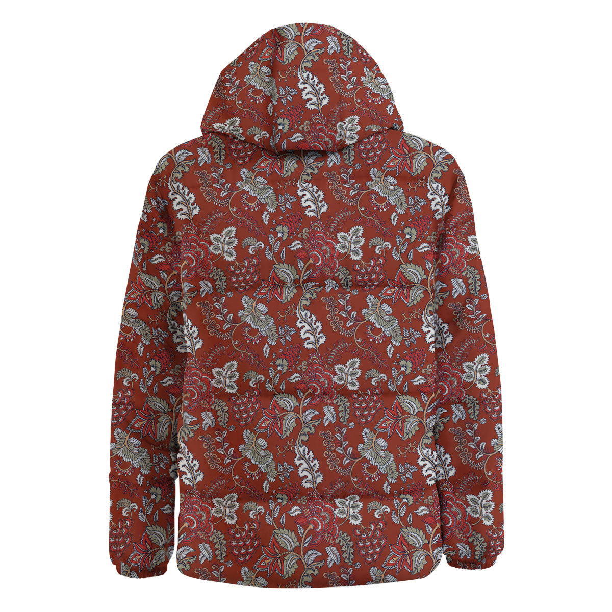 Bohemian Red Floral Print Pattern Down Jacket-grizzshop