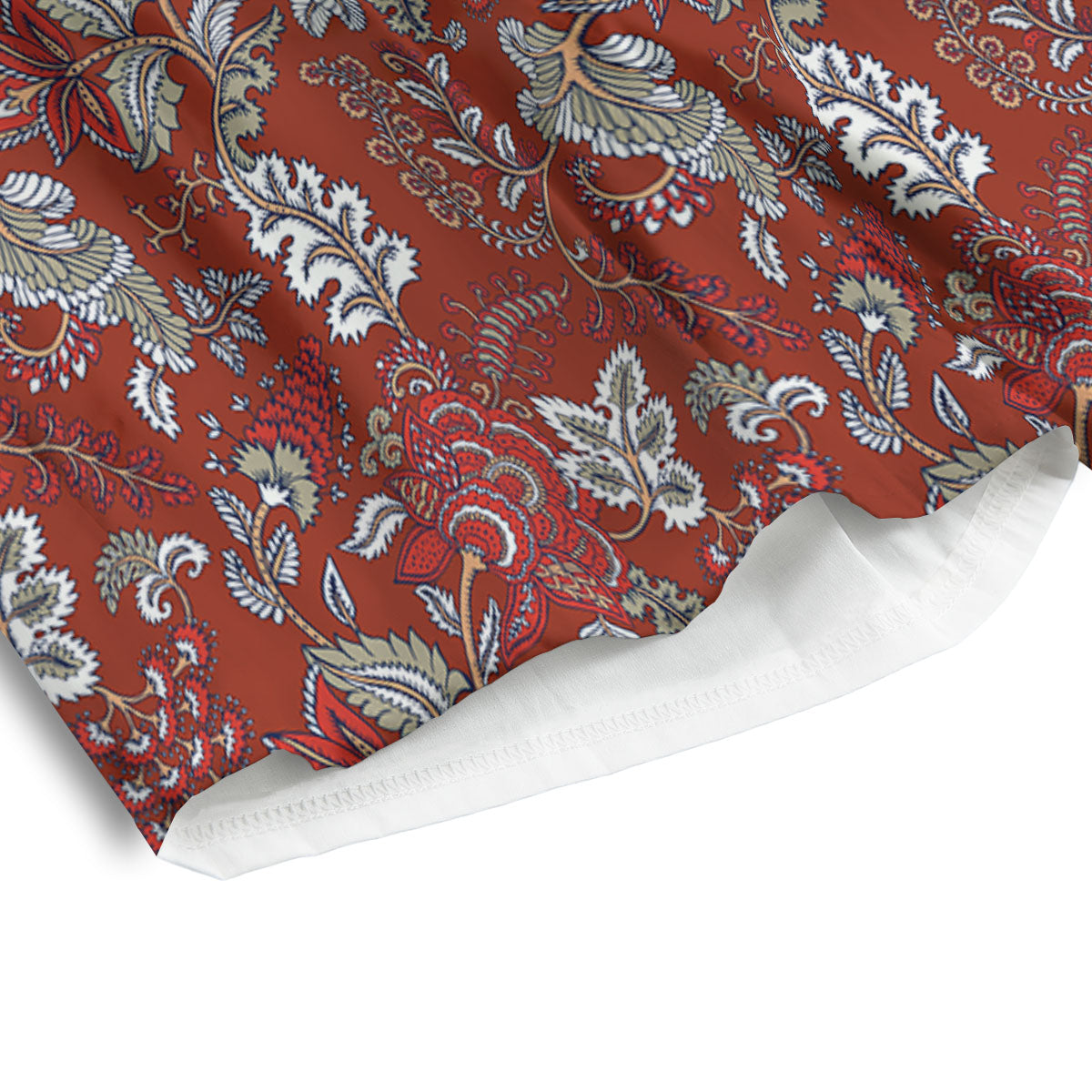 Bohemian Red Floral Print Pattern Men's Athletic Shorts