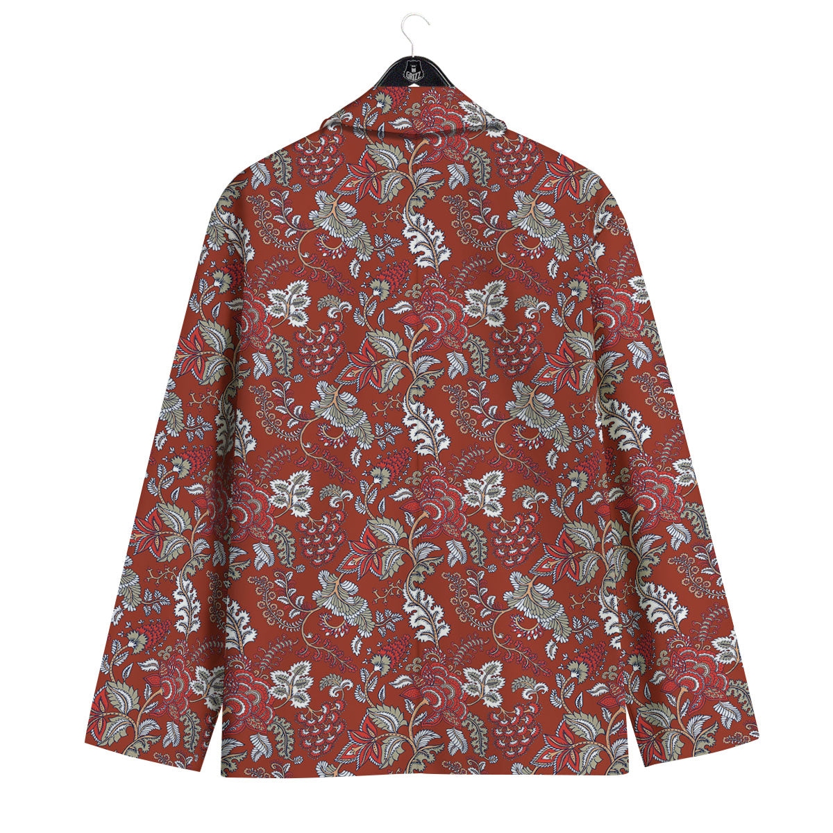 Bohemian Red Floral Print Pattern Men's Sport Coat-grizzshop