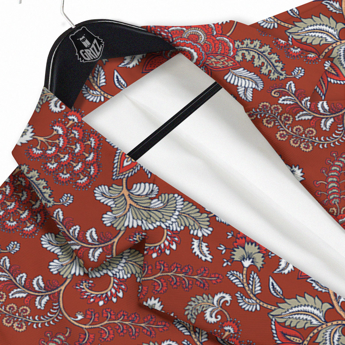 Bohemian Red Floral Print Pattern Men's Sport Coat-grizzshop