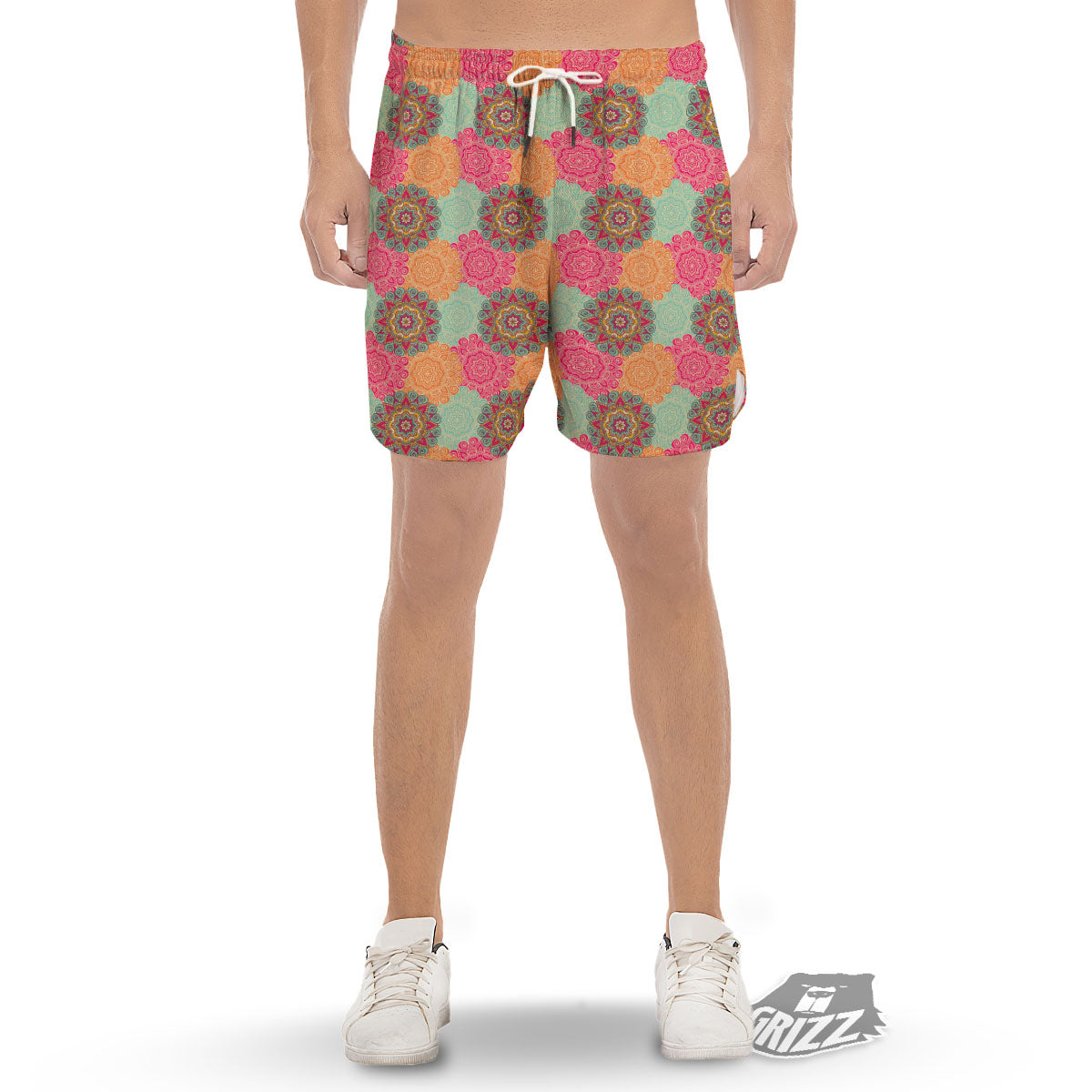 Bohemian Sangria Mandala Print Pattern Muay Thai Boxing Shorts main image 1