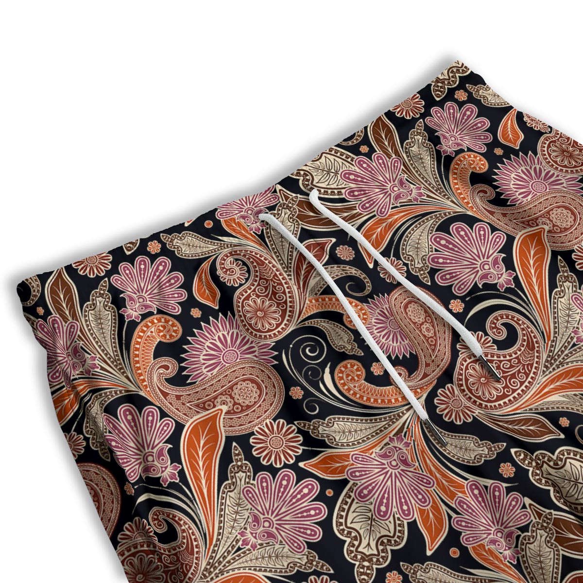 Bohemian Tangerine Floral Print Pattern Men's Athletic Shorts