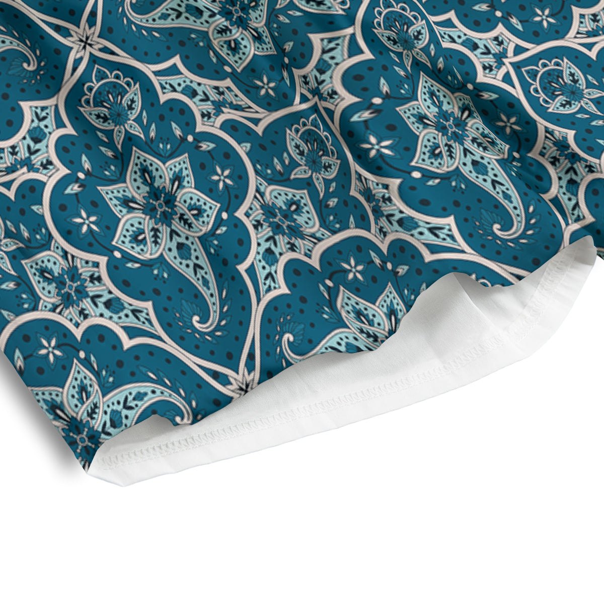 Bohemian Turquoise Floral Print Pattern Men's Athletic Shorts