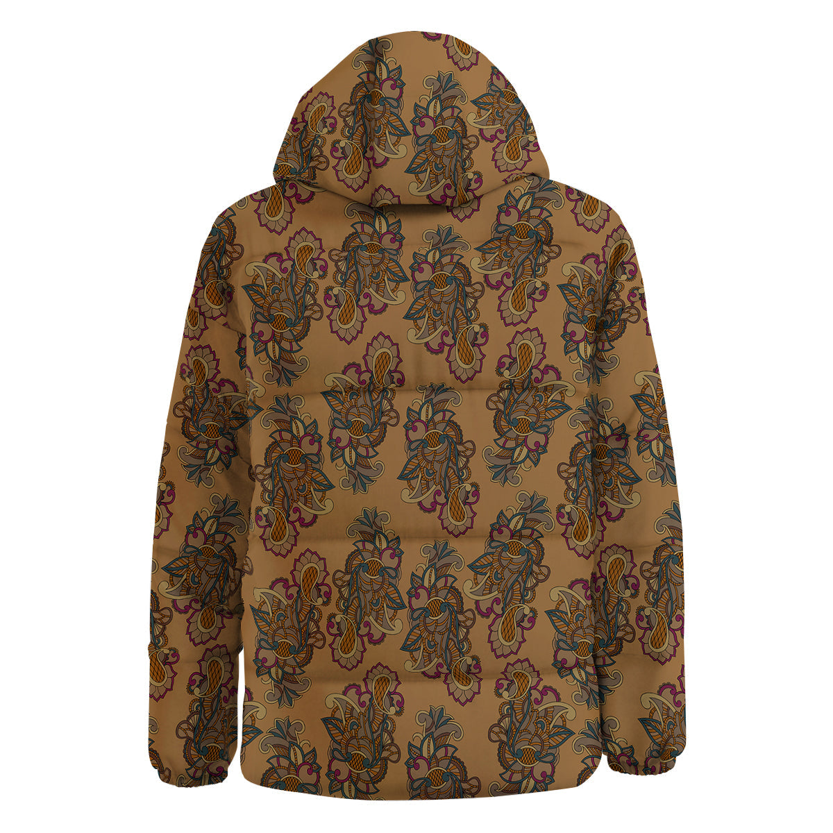 Bohemian Umber Floral Print Pattern Down Jacket-grizzshop